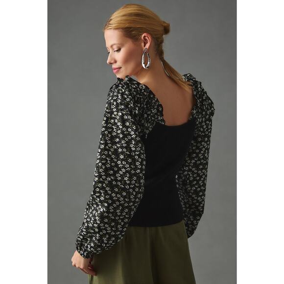 NWT Anthropologie Ruffle-Sleeve Sweater - Small Petite (SP) - Picture 2 of 6